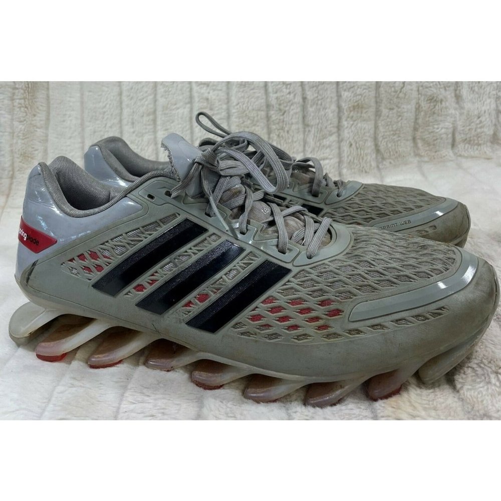 Adidas Mens Gray Springblade D66203 Lace Up Athletic Running Shoes Size US 13